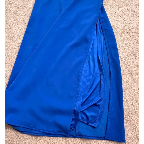 Laundry by Shelli Segal Blue Cross Back Halter Gown Size 4 Long Formal Dress - Picture 7 of 12